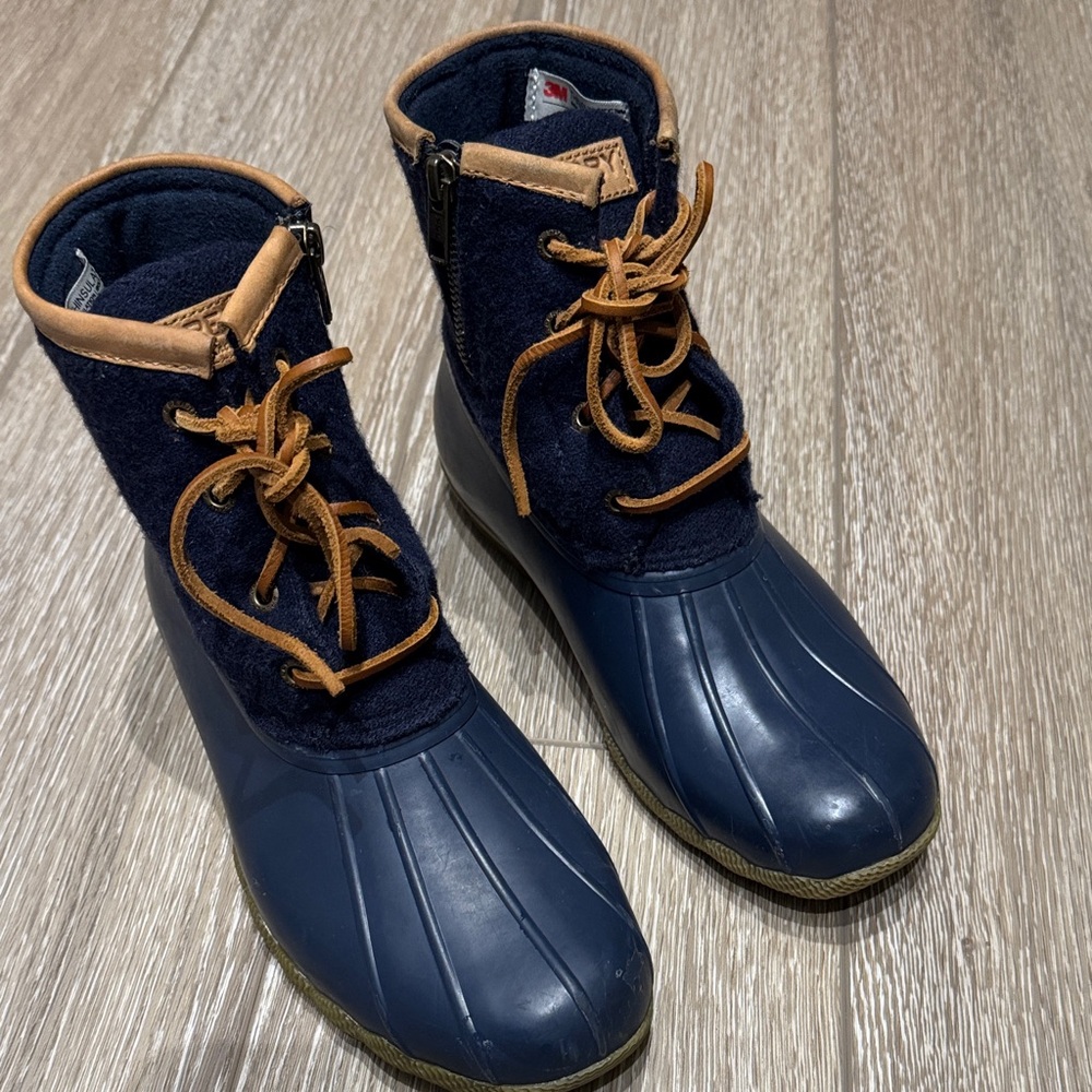 Classic  Navy and Tan Winter Boots-bargain priced!